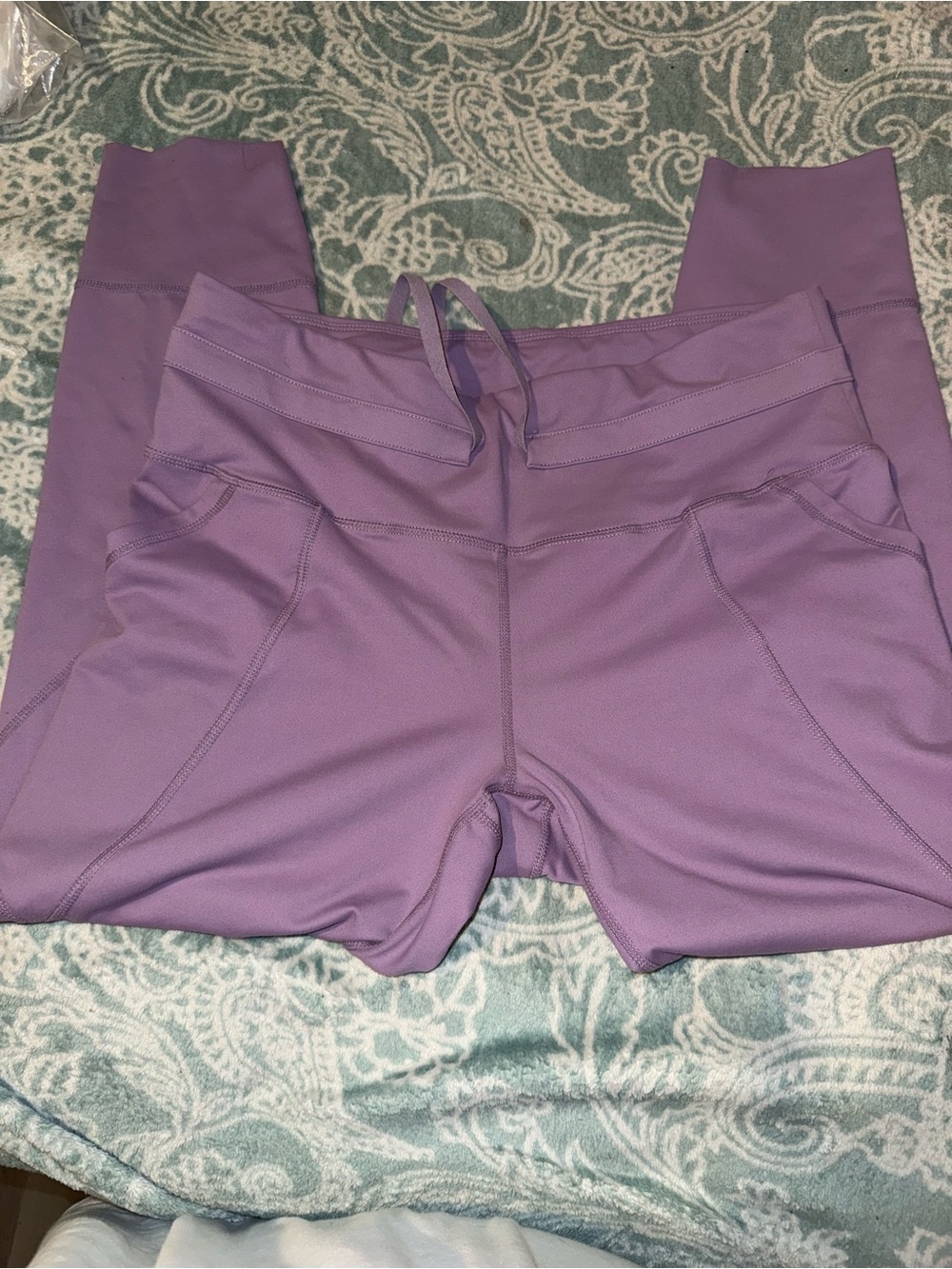 Girls' Lavender Active Leggings with Drawstring Waist